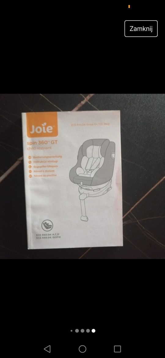 Fotelik samochodowy Joie Spin 360 GT isofix