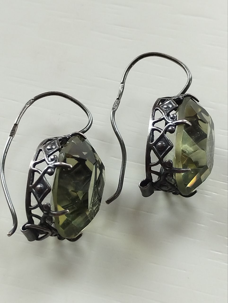 Серьги серебро 875проба звезда