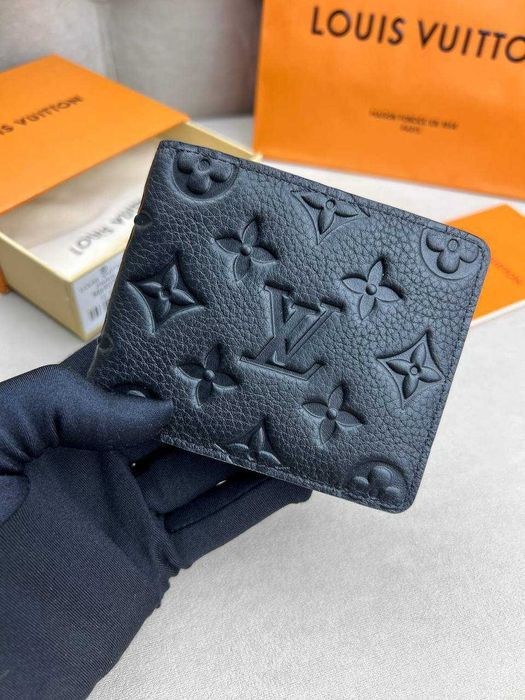 Кожаный черный бумажник Louis Vuitton кошелек Луи Виттон k415