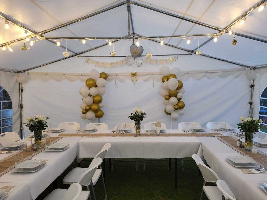 Wynajem namiotów plenerowych, stołów, krzeseł, zastawy