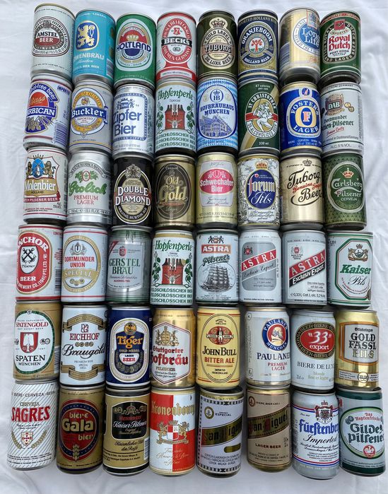 Latas de coleção antigas, anos 80 e 90