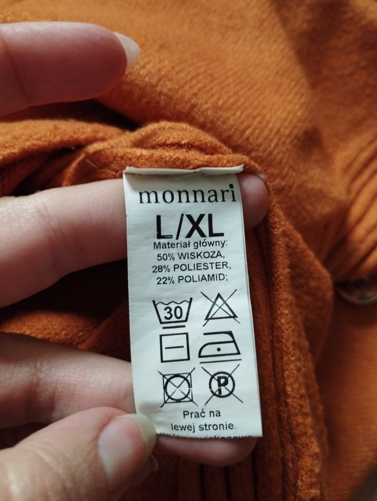 Monnari L/XL musztardowy sweterek jesień zima kaptur