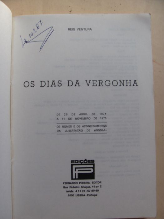 Os Dias da Vergonha de Reis Ventura