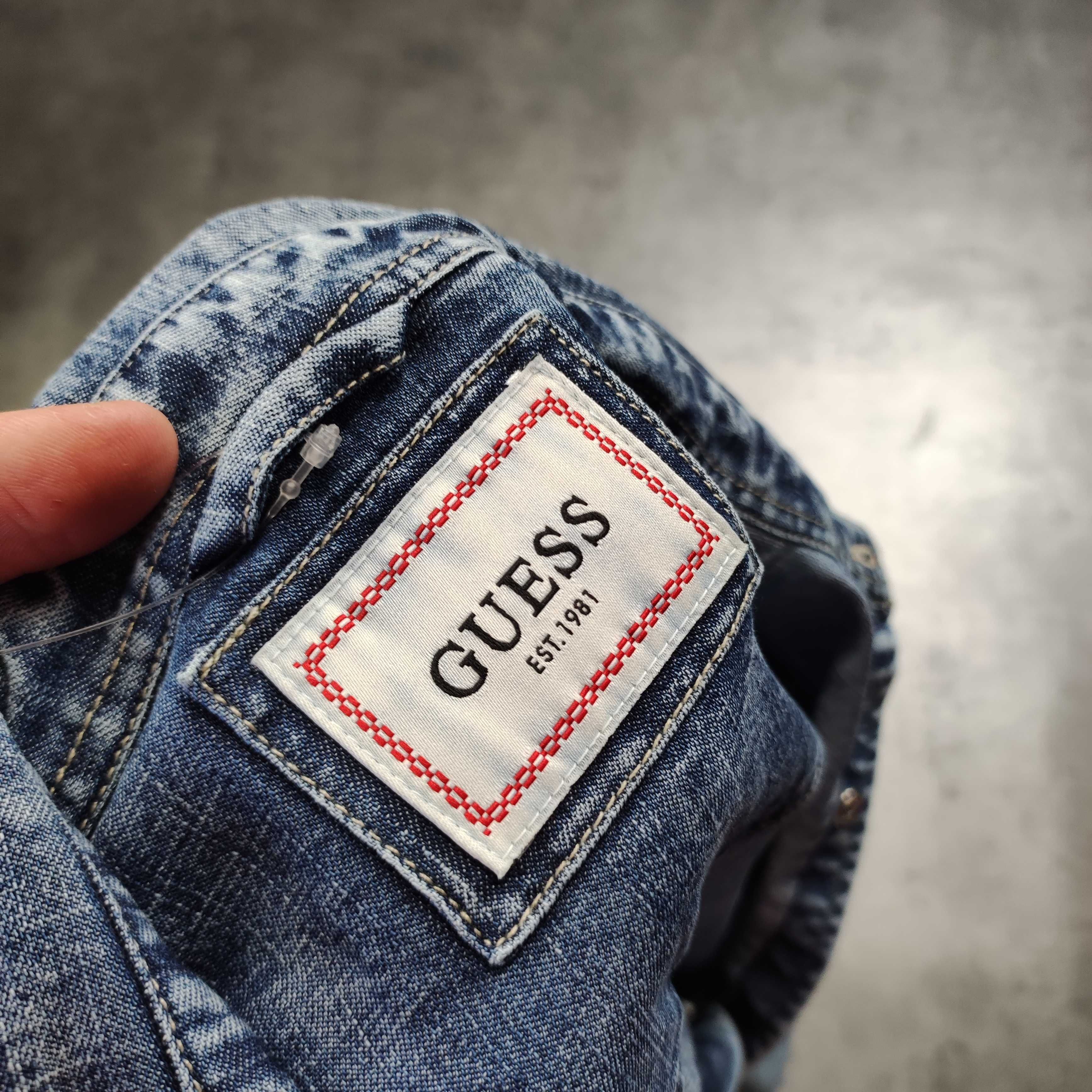 MĘSKA Koszula Elegancka PREMIUM Denim Jeans Guess USA Kieszenie Logo