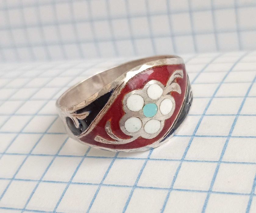 Кольцо Эмаль серебро 925 звезда СССР