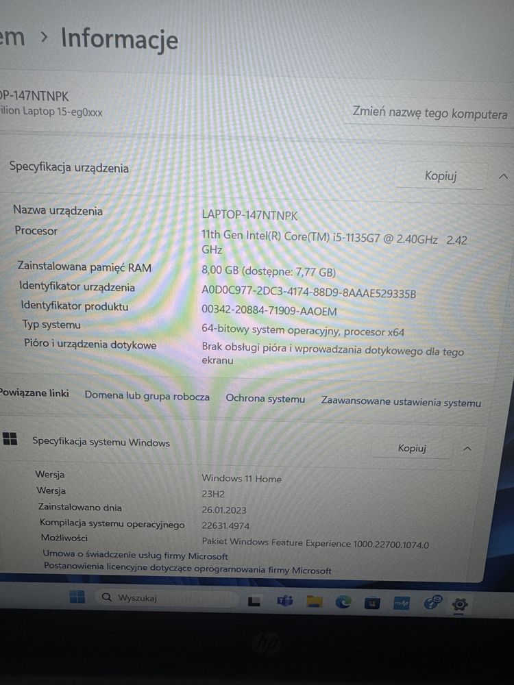 Sprzedam Laptopa HP Pawilon 15