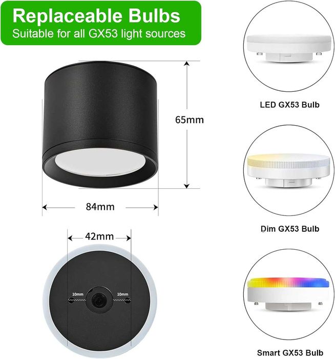 Reflektor sufitowy Lampa sufitowa Ø84 x 65 mm