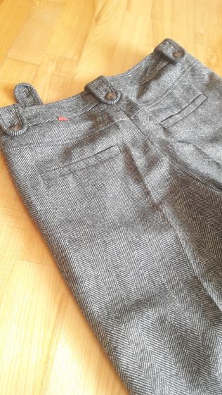 Spodnie proste szara jodełka 36-38 z wełną z podszewką ciepłe