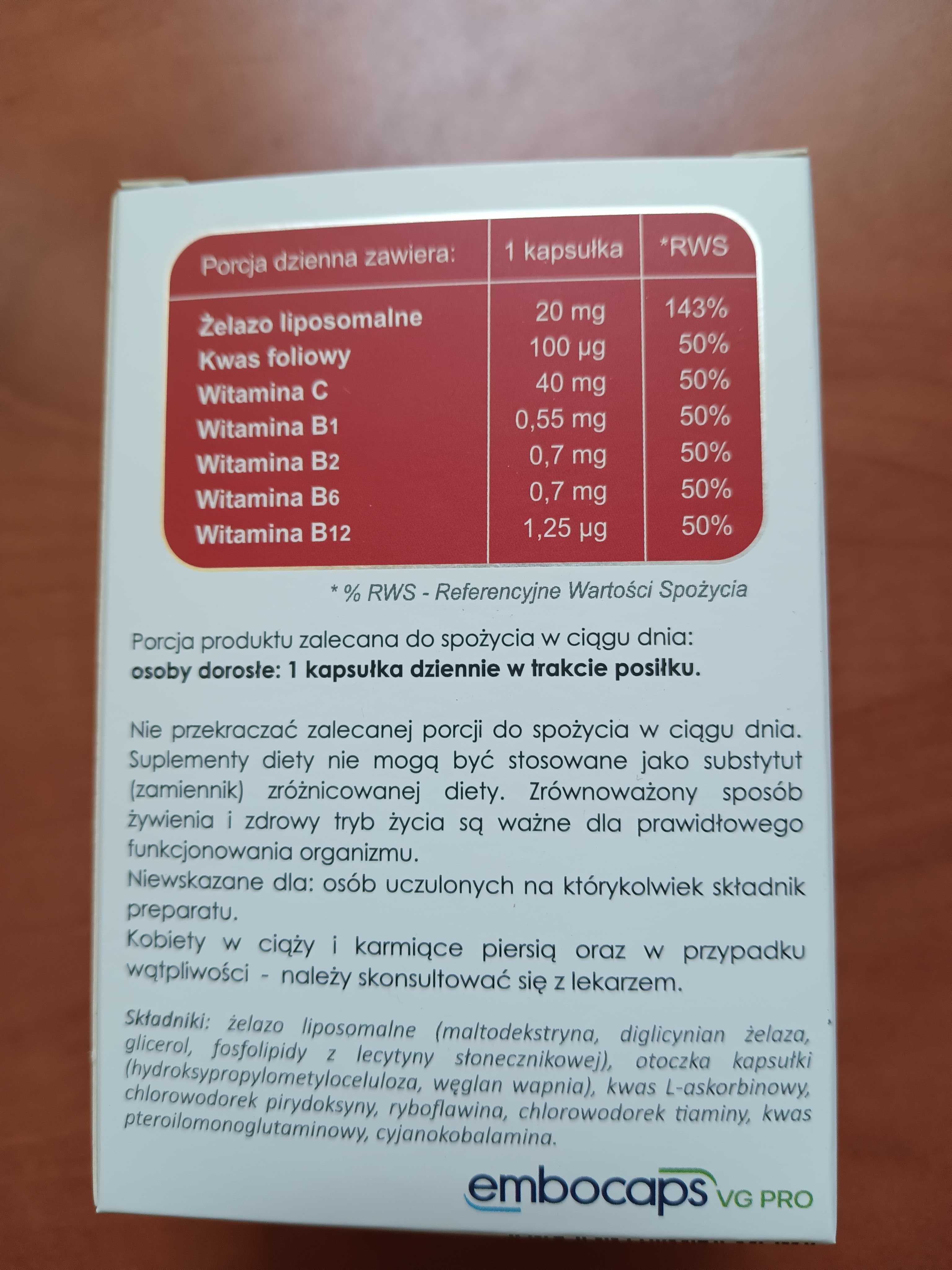 Fe-miron wegańskie kaps liposomalne żelazo o większej biodostępności.