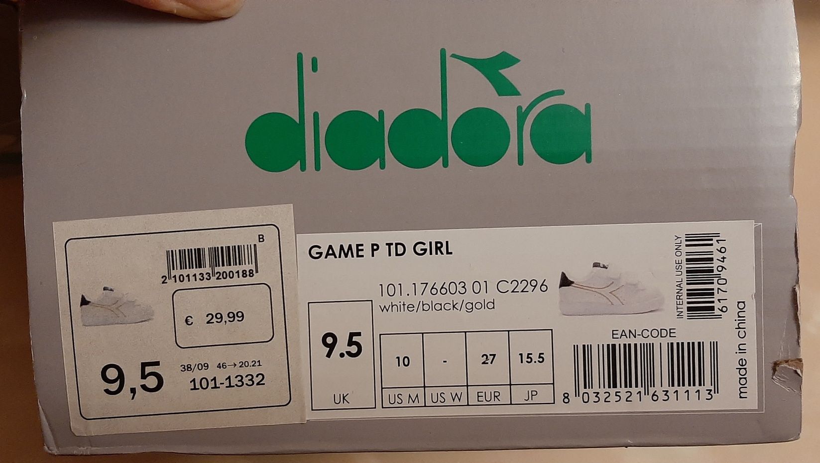 Кросівки кроссовки для дівчинки Diadora (16см)