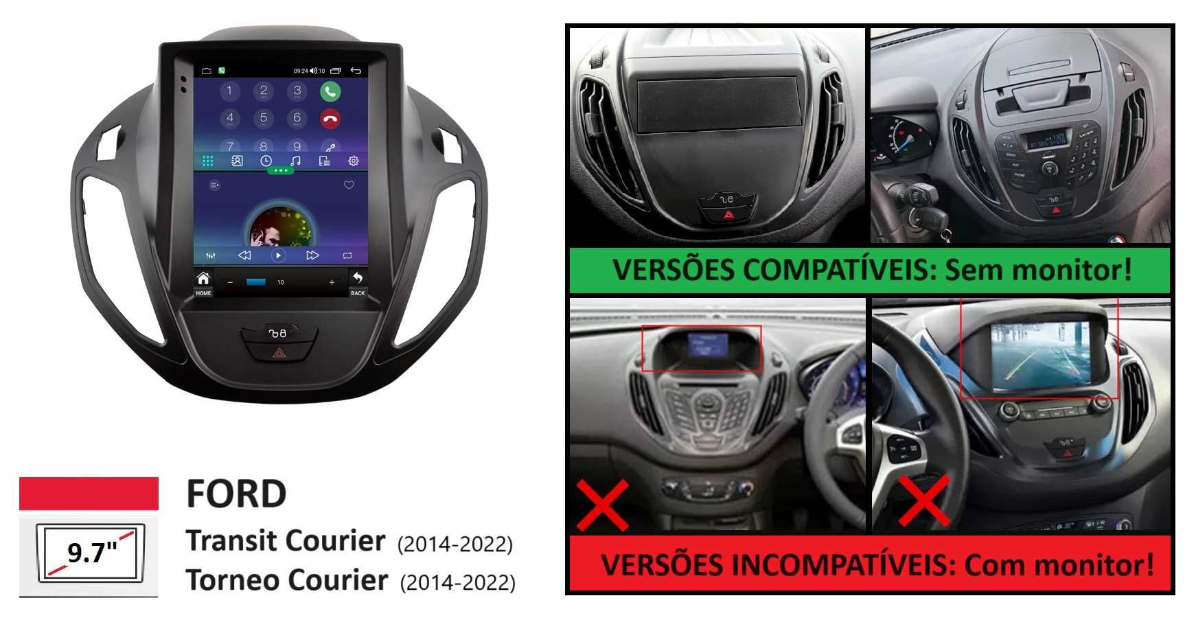 (NOVO) Rádio 2DIN 9.7" Ford TRANSIT / TOURNEO Courier • Tesla Android