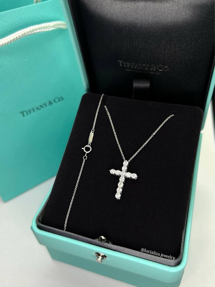 Кольє хрест в стилі Tiffany&Co Біле золото