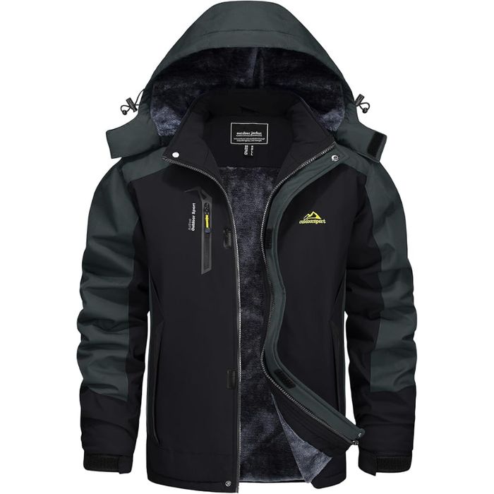 Kurtka męska outdoor czarno-szara ocieplana wodoodporna rozmiar M