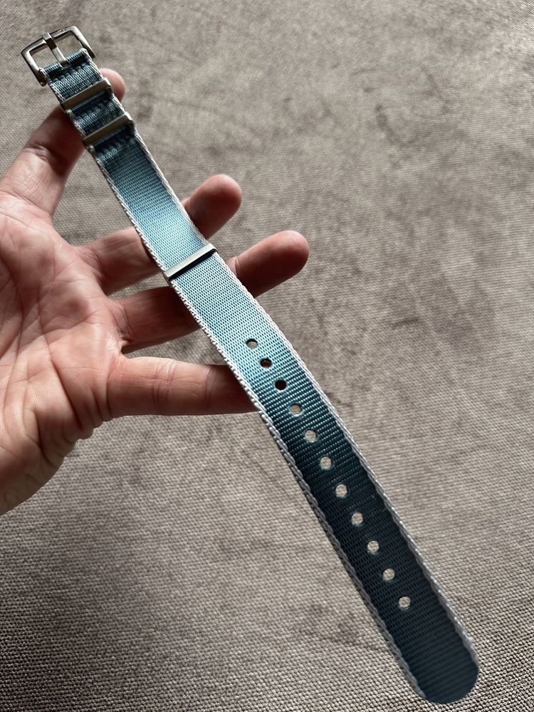 Pasek NATO Premium 20mm Nowy błękitny srebrne błękit