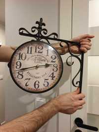 Zegar ścienny vintage  metalowy dwustronny