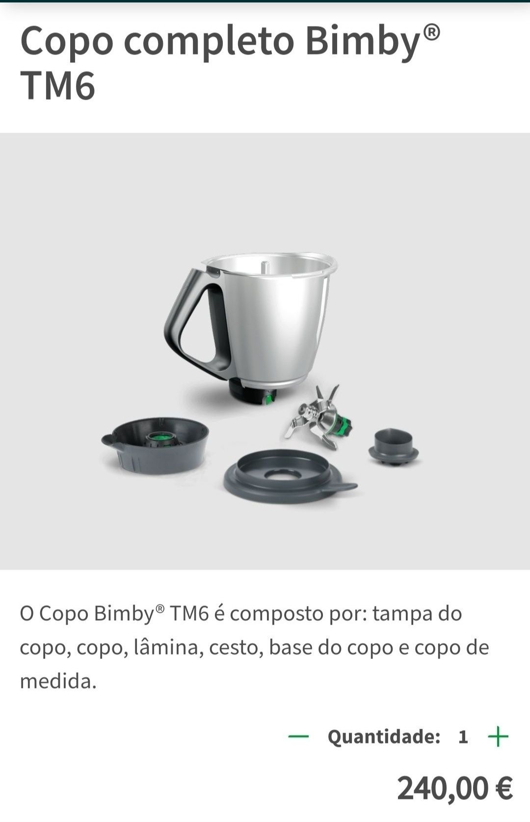 COPO NOVO completo Bimby TM6 e acessórios.