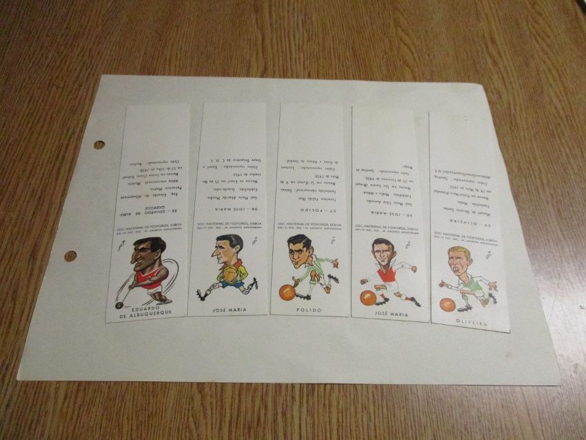 Carteiras antigas fósforos Futebol caricaturas desporto Cromos