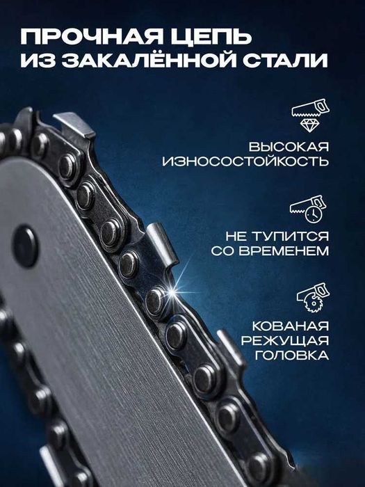 Акумуляторна ланцюгова міні пила 8 дюймів (20 см) KRAFFTEC, 2АКБ кейс