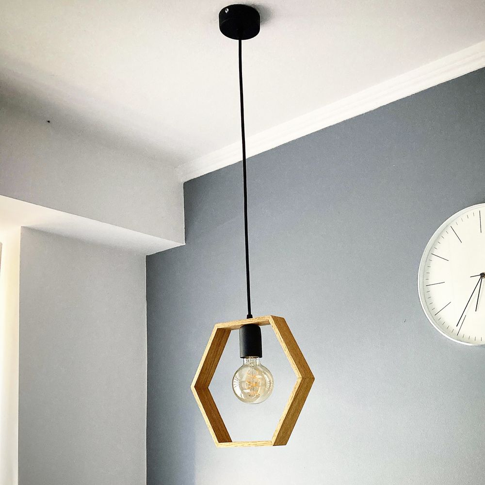 Lampa drewniana HEXAGON-wisząca