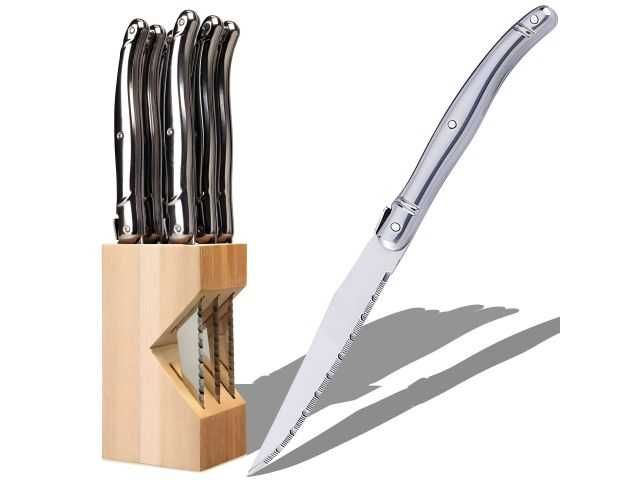 Noże Kuchenne Do Steków Zestaw Noży 6 El W Bloku Do Grilla Ostre Ząbki