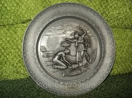 Сувенирная из олова старинная тарелка Германия 1986г подарок раритет