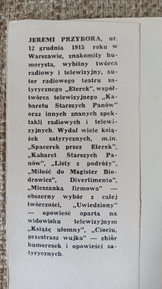 Kabaret jeszcze starszych panów - Jeremi Przybora