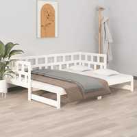 vidaXL Sofá-cama de puxar 2x(90x200) cm pinho maciço branco 820223