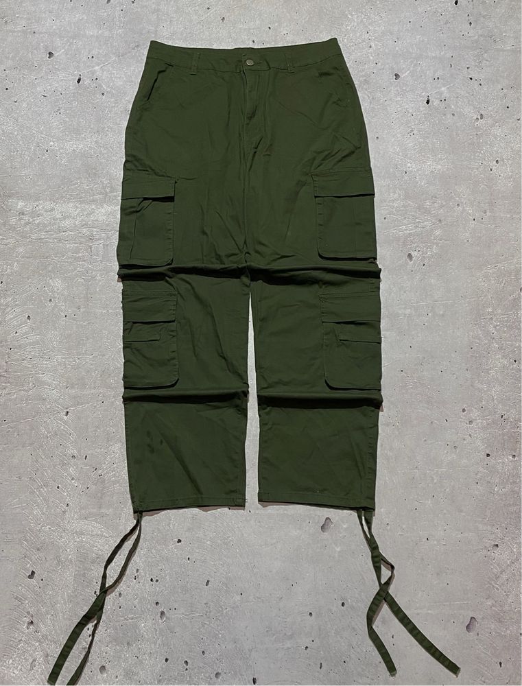 Штаны карго , хаки , на завязках , широкие , outdoor , gorpcore