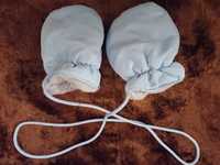 Rękawice rękawiczki zimowe ocieplane niemowlęce na sznurku