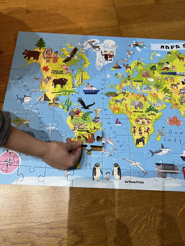 Edukacyjne Puzzle Mapa Świata 100 elementow Trefl