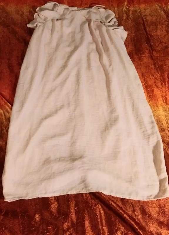 gina tricot 38 elegancka łososiowa morelowa sukienka z falbankami