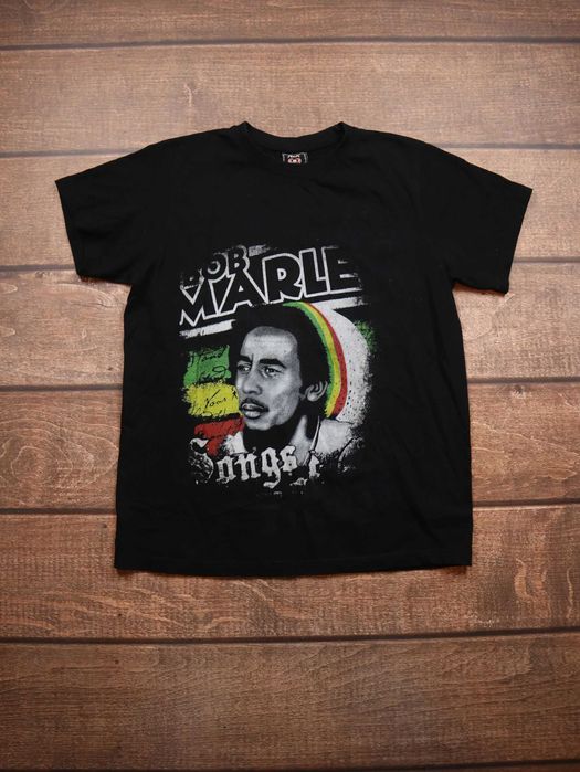 Vintage Retro Bob Marley Tshirt czarna koszulka z krótkim rękawem