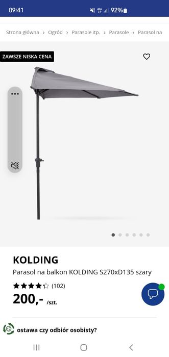 Parasol, półparasol na balkon -podstawa kamienna