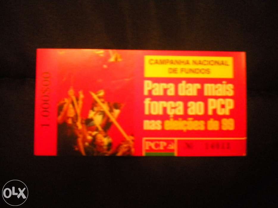 Bilhetes de angariação de fundos do pcp
