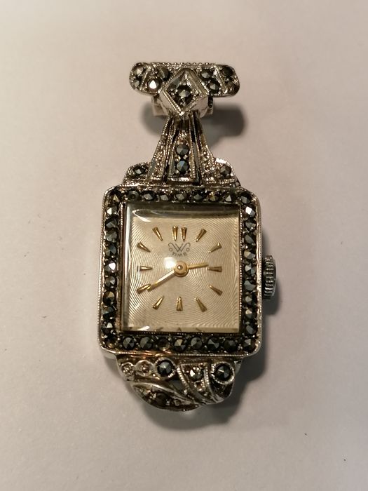 Zegarek swiss srebro 925, przewieszka lub broszka