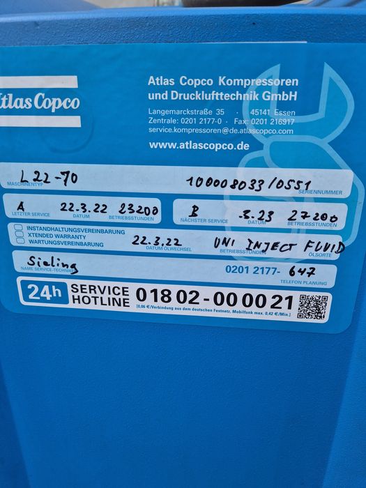 Sprężarka śrubowa CompAir L22 / 22 kw