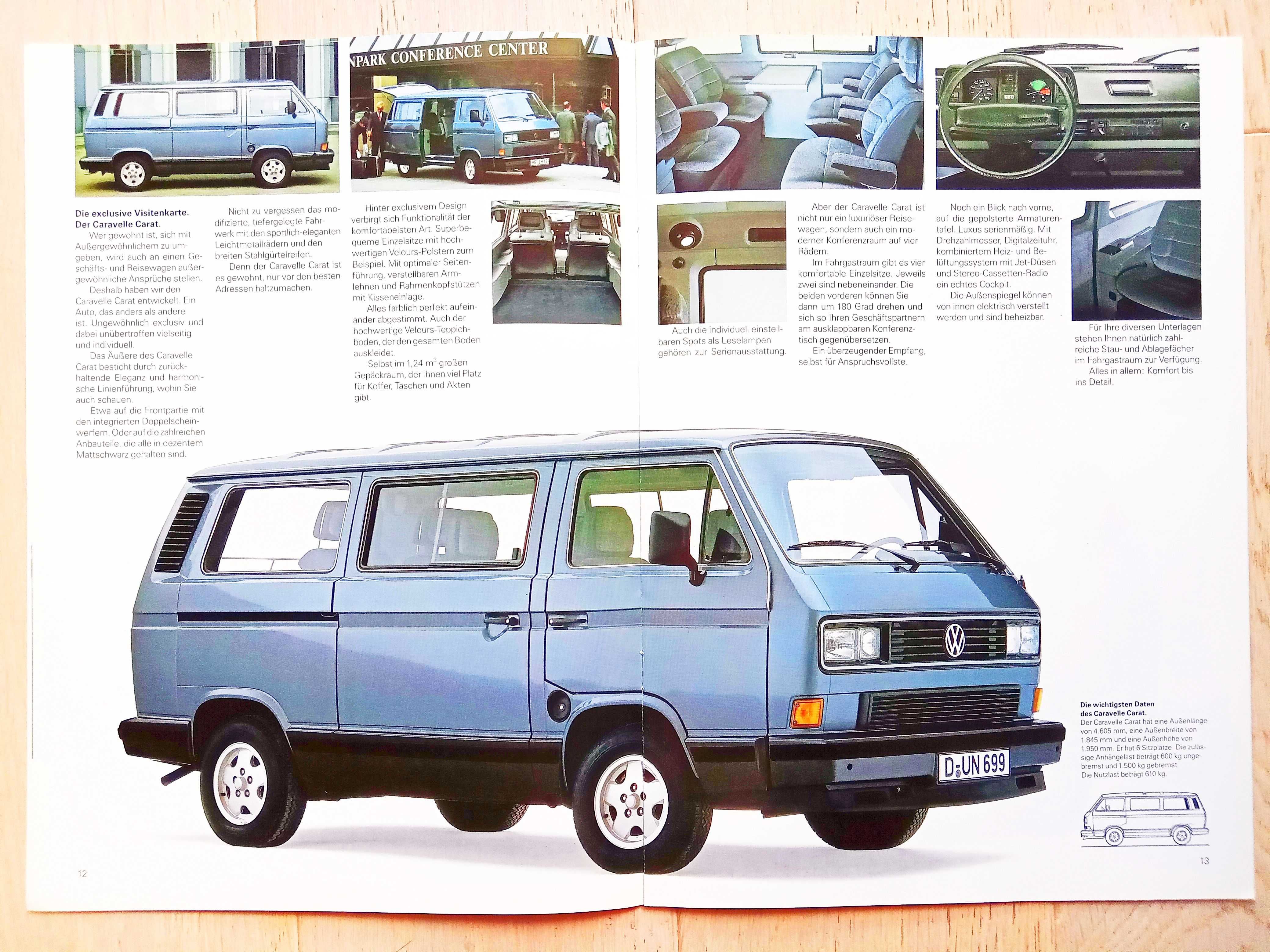 Volkswagen Caravelle Kombi Carat Multivan Syncro - prospekt VW T3 1989