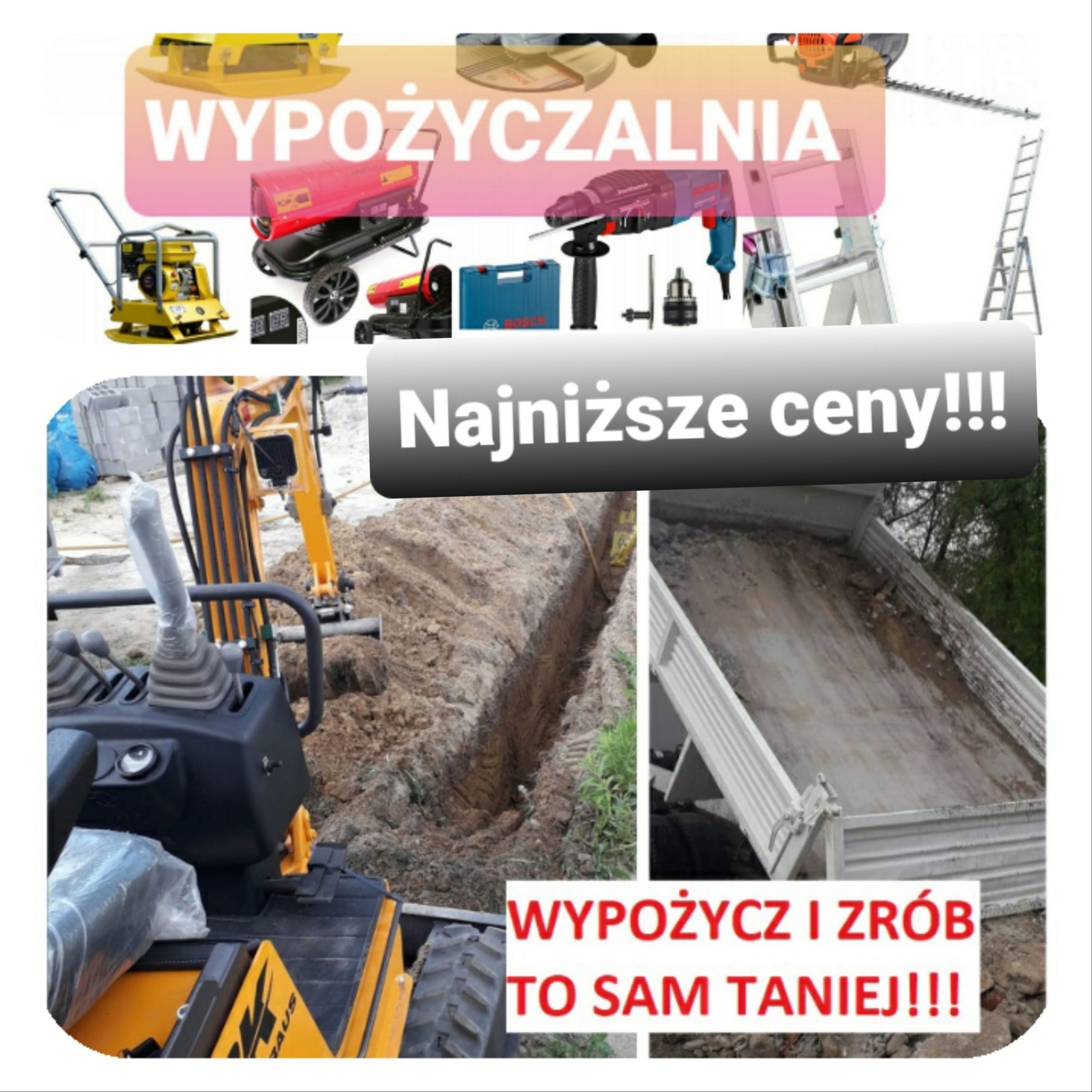Wynajem Sprzętu Wywrotki Koparki Zagęszczarki WYPOŻYCZALNIA Koparka