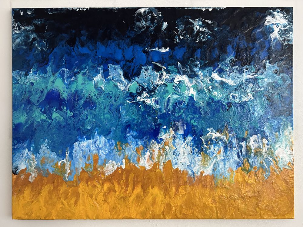 Obraz na płótnie pouring (morska fala), 80x60 cm