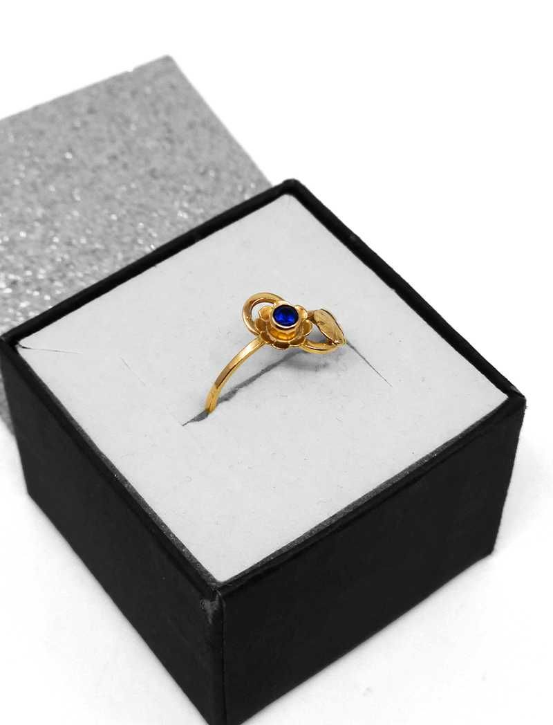 Złoty pierścionek z niebieskim oczkiem 585p | 1,45g | r. 13
