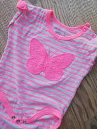 Śliczne body niemowlęce dziewczęce dla dziewczynki z motylkiem lato