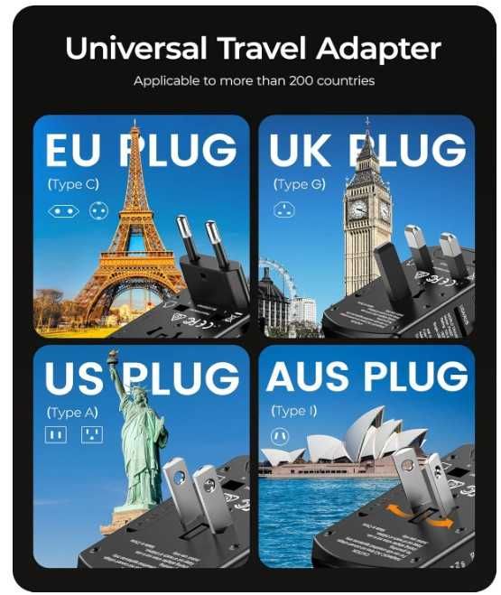 Uniwersalny adapter podróżny LENCENT 5 w 1