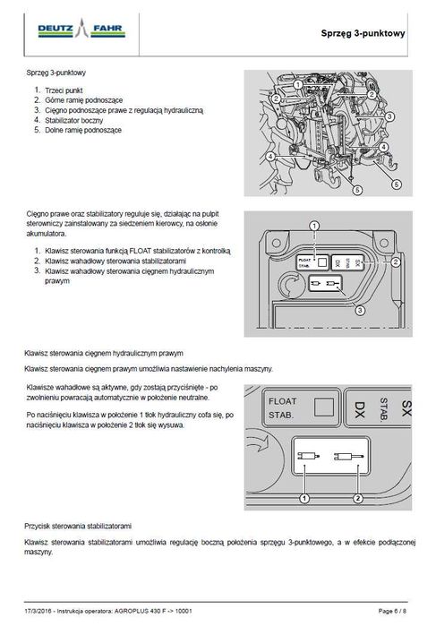 Deutz Fahr AGROPLUS F 430 Instrukcja obsługi po Polsku