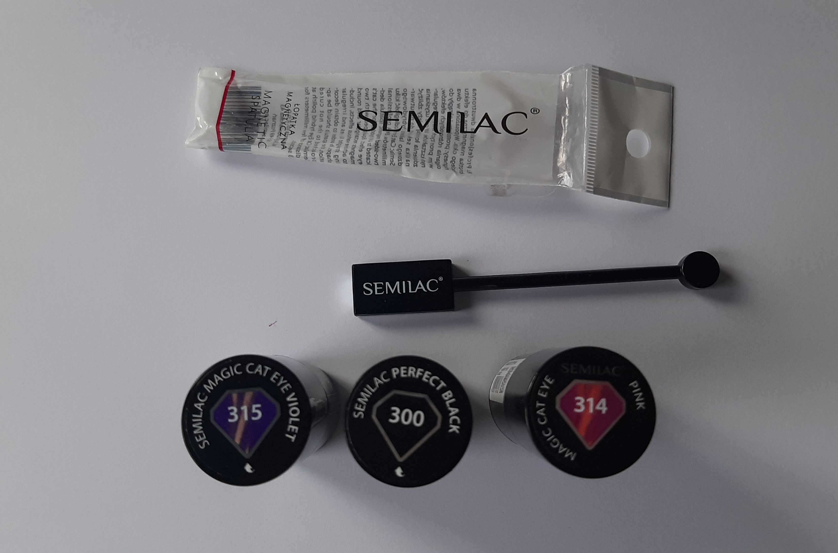 Lakiery hybryda SEMILAC zestaw kocie oko 300 + 314 + 315 łopatka magn.