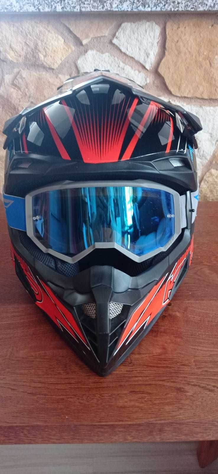 Kask crossowy + gogle