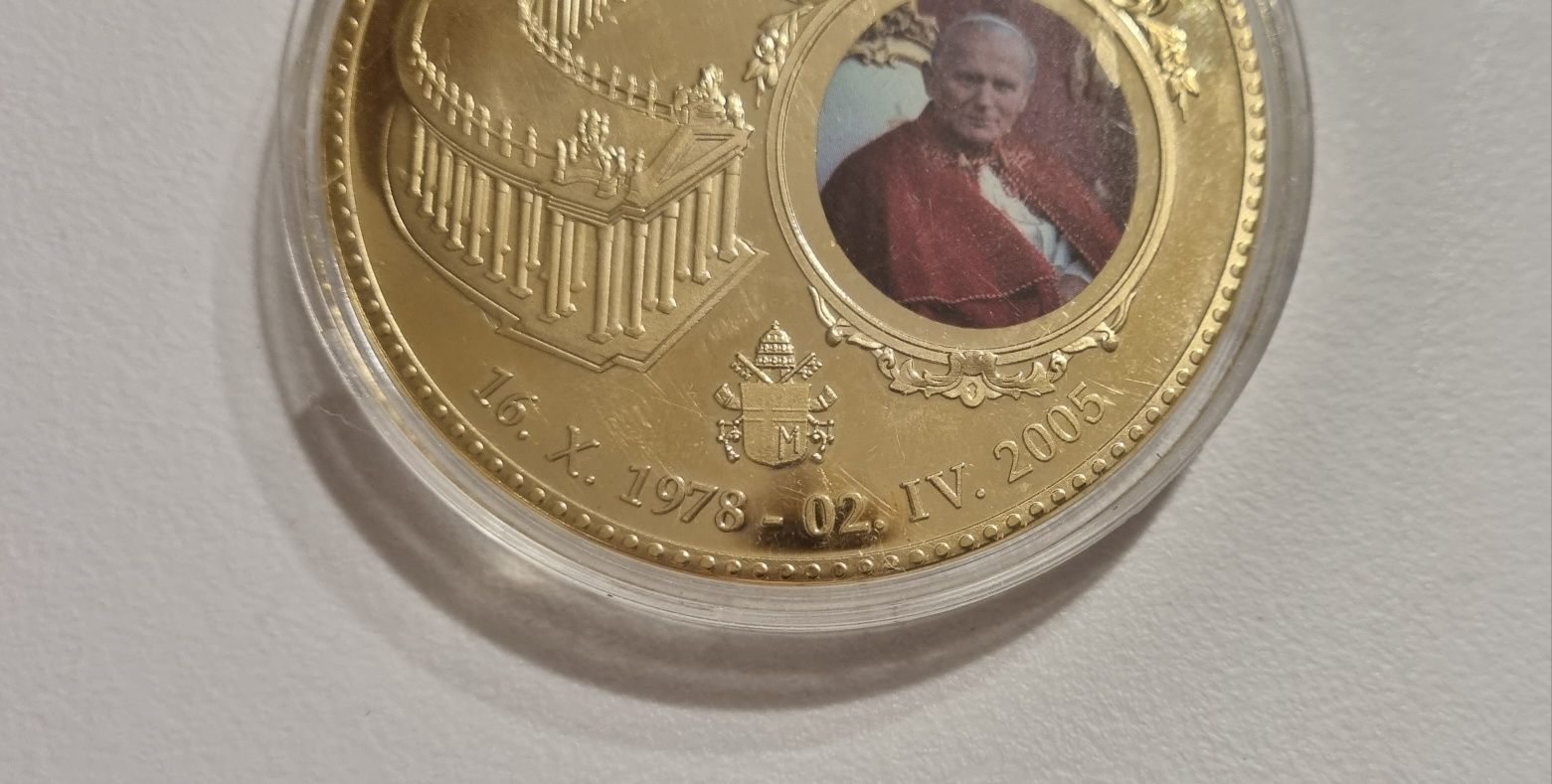 Pozłacana moneta medal Jan Paweł II