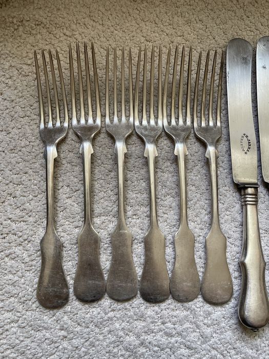 Sztućce posrebrzane przedwojenne platerowane M.Jarra widelce norblin