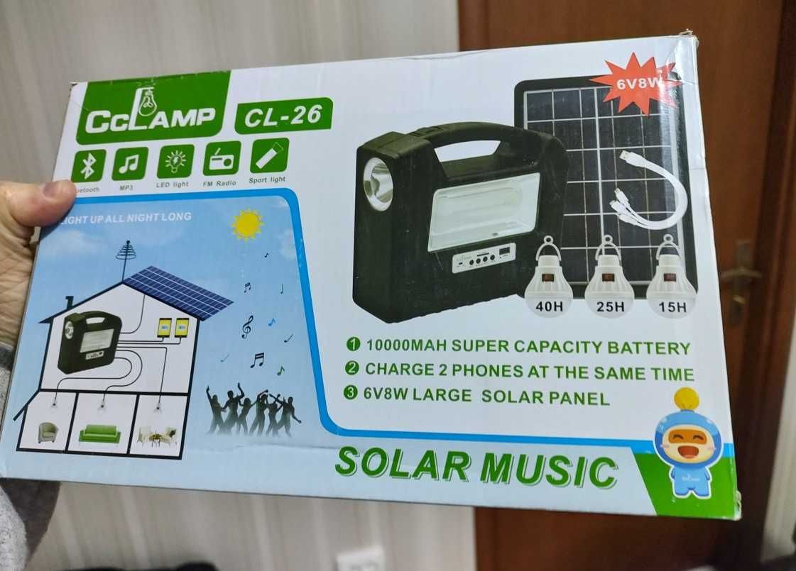 Солнечная станция CL-26, Power Bank на 10000 мАч Bluetooth MP3 радио