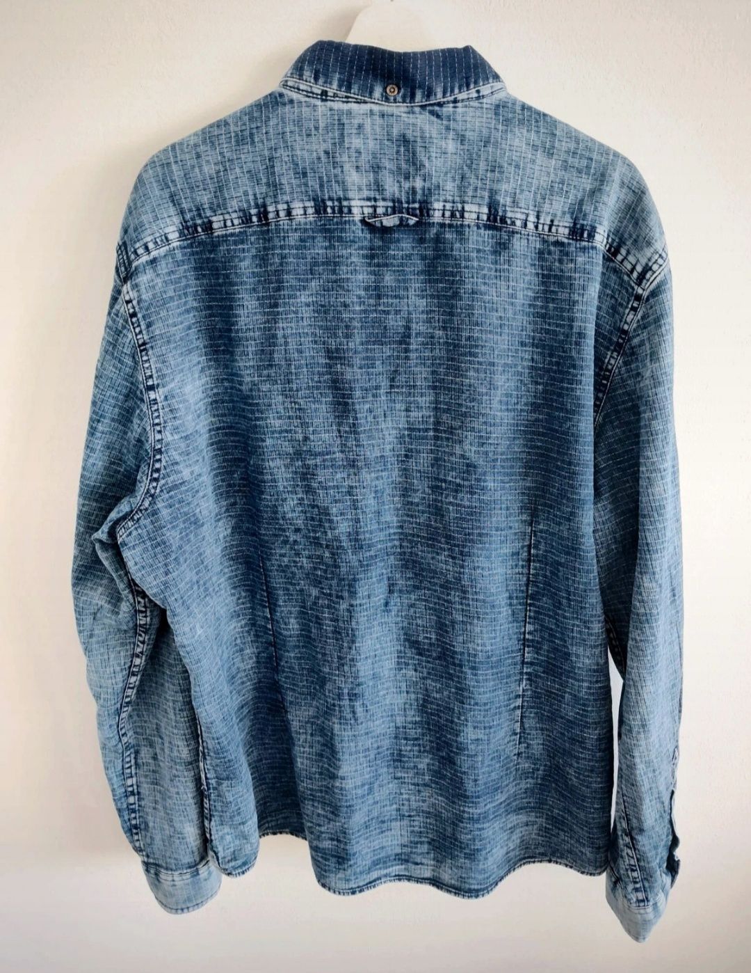 Męska koszula jeansowa marmurek retro vintage XXL oversize luźna