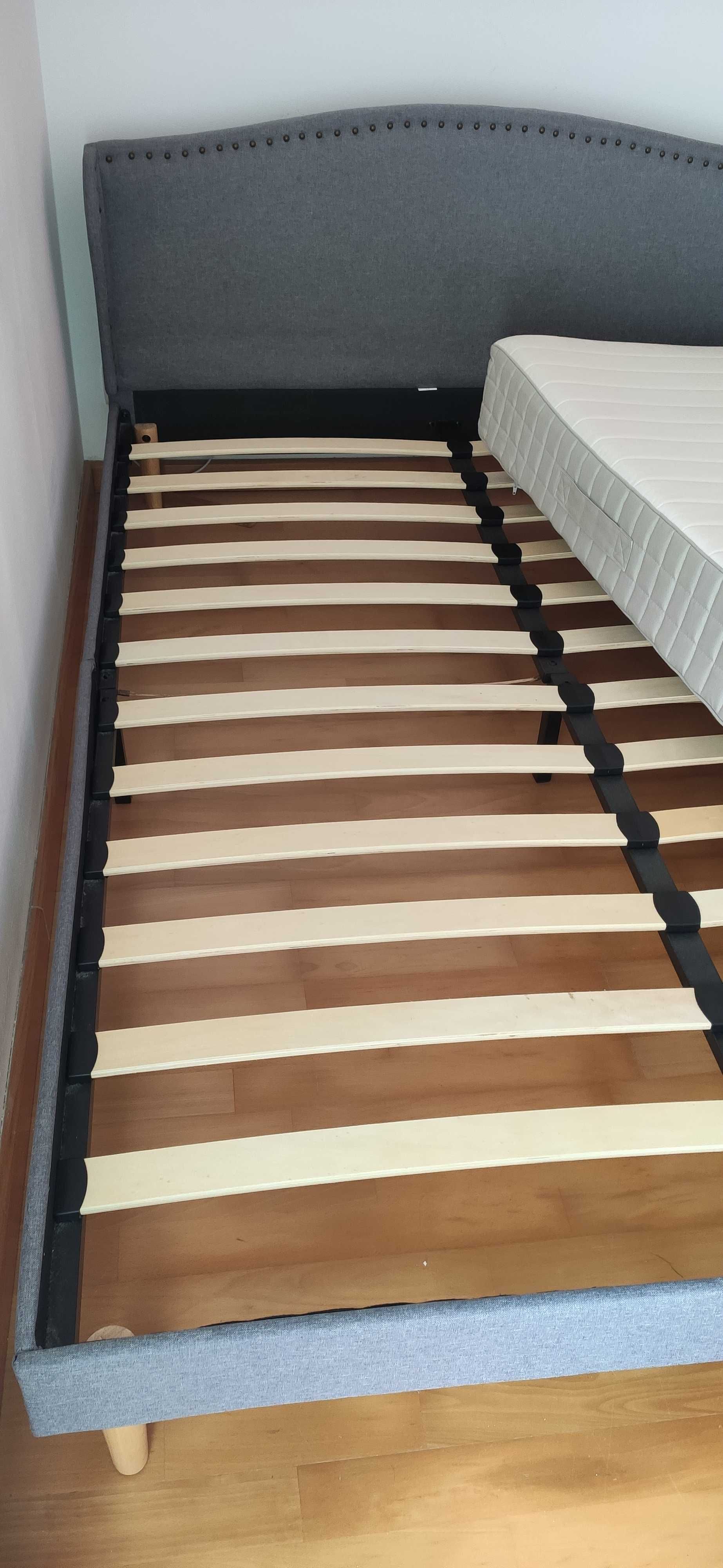 Cama 140x200 em Tecido + Colchão Hafslo IKEA